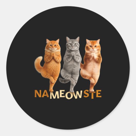 Nameowste Yoga Cat  Runder Aufkleber (Vorderseite)