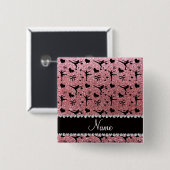 Namepastellrosa-Glitterzahl Skaten Button (Vorne & Hinten)