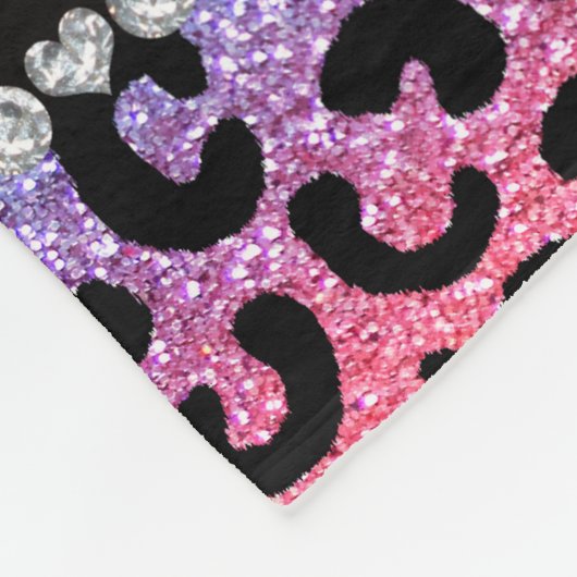 Nameregenbogen-Glitter Cheetahdruck Fleecedecke (Ecke)
