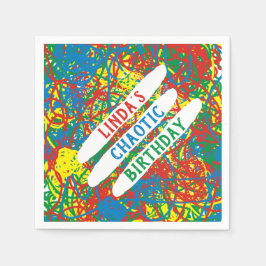 Name's Chaotic Birthday Red Blue Green Yellow Wild Serviette