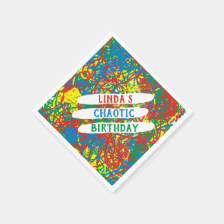 Name's Chaotic Birthday Red Blue Green Yellow Wild Serviette