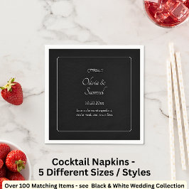 Names Date Message Black White Infinity Cocktail Serviette