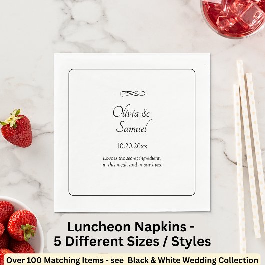 Names Date Message Black White Infinity Luncheon Serviette