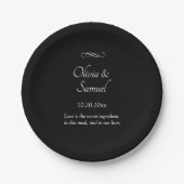 Names Date Message Black White Infinity Scroll, 7" Pappteller (Vorderseite)