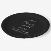 Names Date Message Black White Infinity Scroll, 9" Pappteller (Schrägansicht)