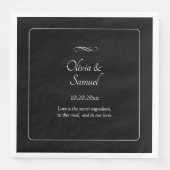 Names Date Message Black White Infinity Serviette (Vorderseite)