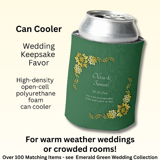 Names Date Message Emerald Green & Gold Dosenkühler