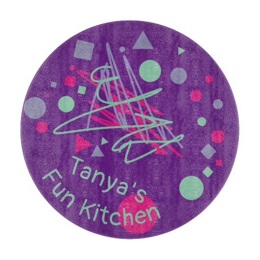 Name's Fun Kitchen Medley Pink Lila Aquamarine For Schneidebrett (Vorderseite)