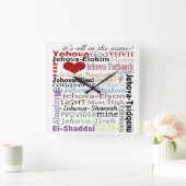 Names of God-Subway Art Quadratische Wanduhr (Zuhause)