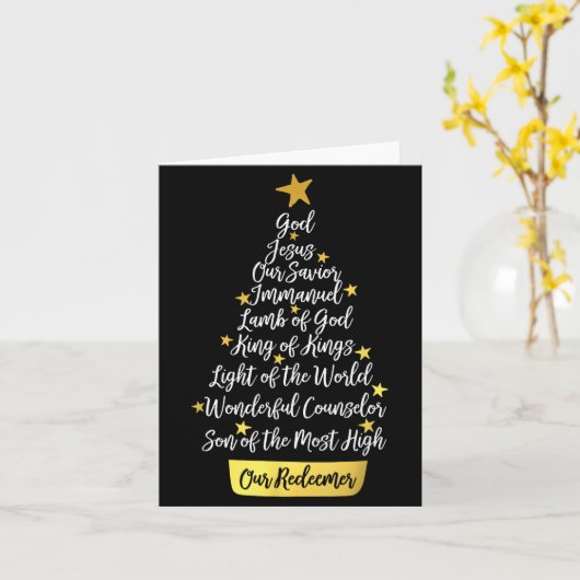 Names Of Jesus Christian Faith Christmas Tree Karte (Gelbe Blume)
