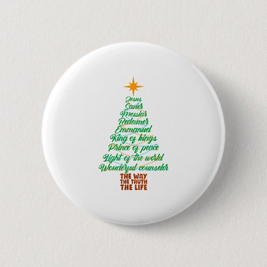 Names Of Jesus Christmas Tree Lights Christian Xma Button (Vorderseite)