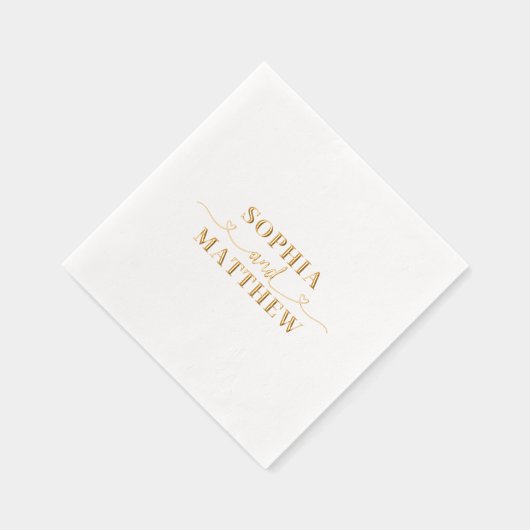 Names Script Heart Wedding Servietten Mit Folie (Rechts)