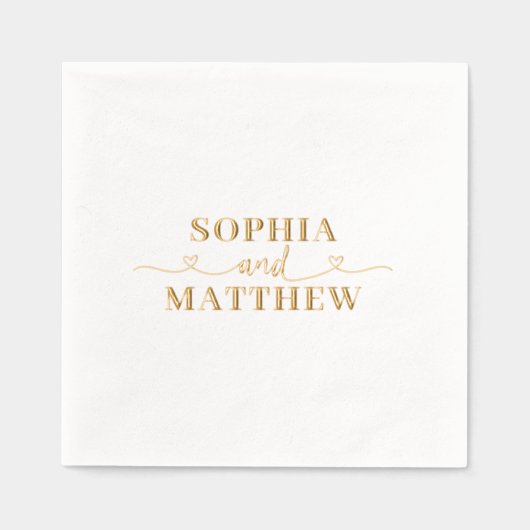 Names Script Heart Wedding Servietten Mit Folie (Vorderseite)