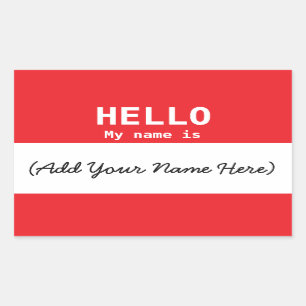 Nametag Personalisiert Red for Work or Meeting Rechteckiger Aufkleber