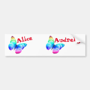 Nametags Alice und Audreigh Multicolored Butterfly Autoaufkleber