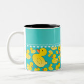 Nametürkis rubberducks Herzstreifen Zweifarbige Tasse (Links)