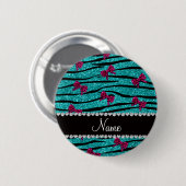 Nametürkis Zebra stripes rosa Bögen Button (Vorne & Hinten)