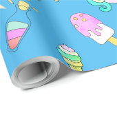 Nameu. AlterUnicorns u. Regenbogen-Party-Muster Geschenkpapier (Rolleneckpunkt)