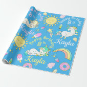 Nameu. AlterUnicorns u. Regenbogen-Party-Muster Geschenkpapier (Ungerollt)
