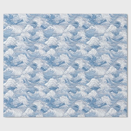 Nami Japanese Wave Wrapping Paper Geschenkpapier (Flach)