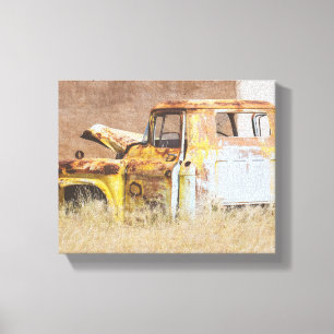 Namibia Africa Abandoned Car Wreck Landscape Leinwanddruck