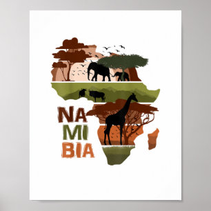 Namibia Africa Sunset Continental Nature Wild Life Poster