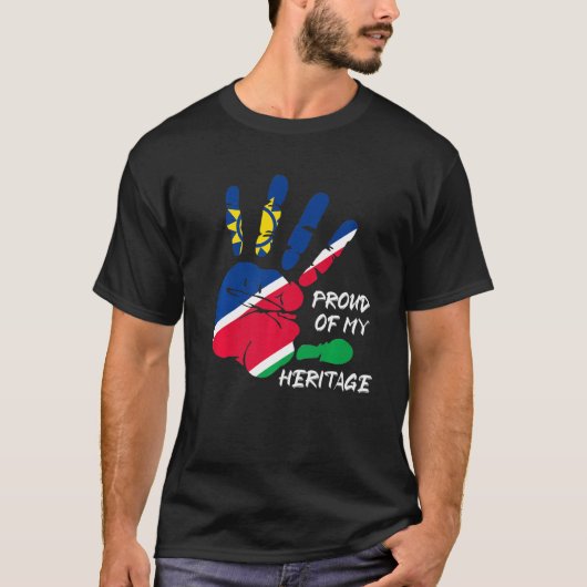 Namibia Flag Finger Handprint Afrika Namibia T-Shirt (Vorderseite)