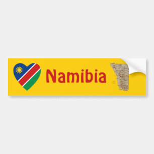 Namibia Flag Heart + Karte Autoaufkleber