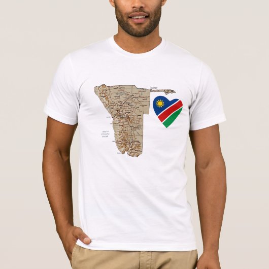 Namibia Flag Herz und T - Shirt (Vorderseite)