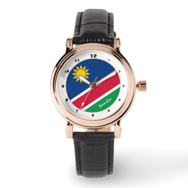 Namibia Flag & Namibia trendige Mode /Design Armbanduhr (Vorderseite)