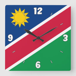 Namibia Flag Red Blue Green White Numbers Patriot Quadratische Wanduhr