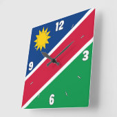 Namibia Flag Red Blue Green White Numbers Patriot Quadratische Wanduhr (Winkel)
