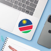 Namibia Flag Round Sticker (Laptop mit iPhone)