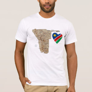 Namibia-Flaggen-Herz und Karten-T - Shirt