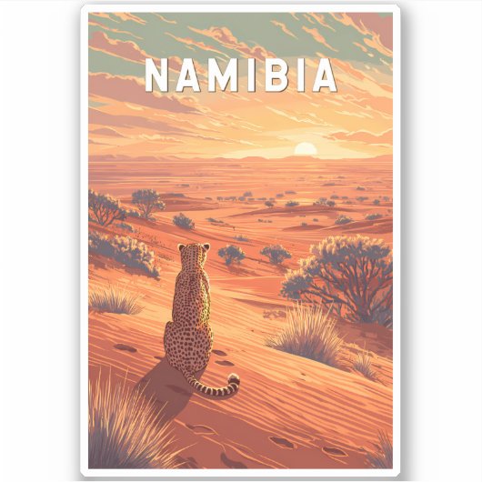 Namibia Illustration Reise Kunst Vintage Aufkleber (Vorderseite)