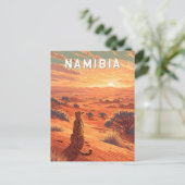 Namibia Illustration Reise Kunst Vintage Postkarte (Stehend Vorderseite)