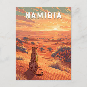 Namibia Illustration Reise Kunst Vintage Postkarte
