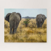 Namibia Jigsaw Puzzle - wilde Elefanten im Gras (Horizontal)