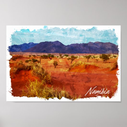 Namibia-Landschaft-Panorama-Aquarellmalerei Poster (Vorne)