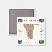 Namibia Map + Flags Magnet (Vorderseite/Rückseite)