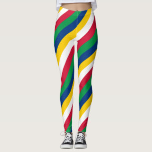 Namibia National Flag Colors Diagonal Striped Leggings