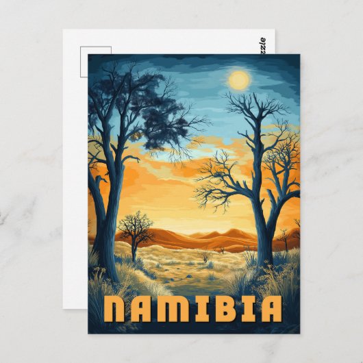Namibia - Retro African Safari Postkarte (Vorne/Hinten)