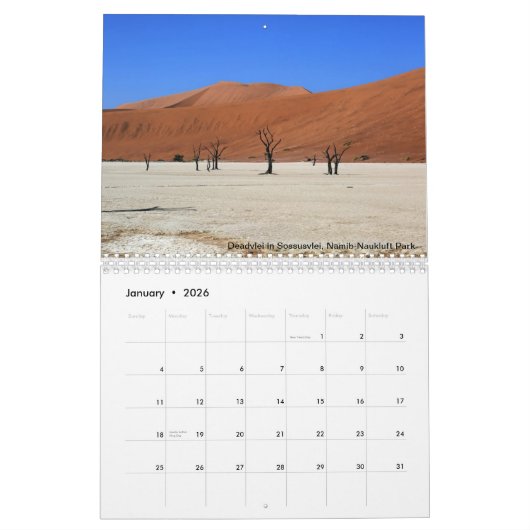 Namibier druckte Kalender (Jan 2026)