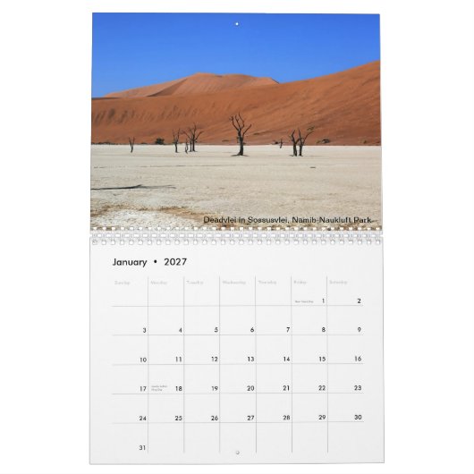 Namibier druckte Kalender (Jan 2027)