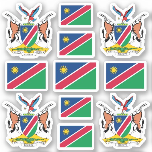 Namibische Staatssymbole/Wappen und Flagge Aufkleber (Vorderseite)