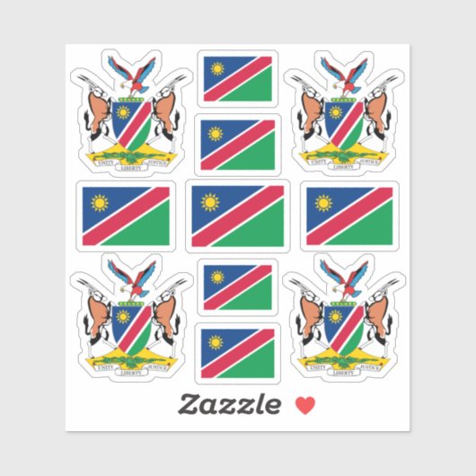 Namibische Staatssymbole/Wappen und Flagge Aufkleber (Blatt)