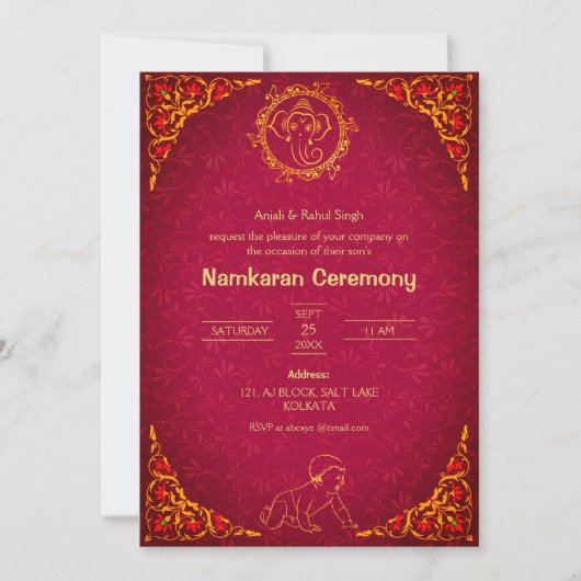 Namkaran Namemony Golden Elements Einladung (Vorderseite)
