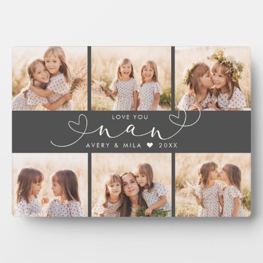 Nan Modern Heart Script Foto Collage Liebe Fotoplatte (Vorderseite)