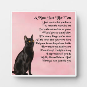 Nan Poem Plaque - Black Cat Design Fotoplatte