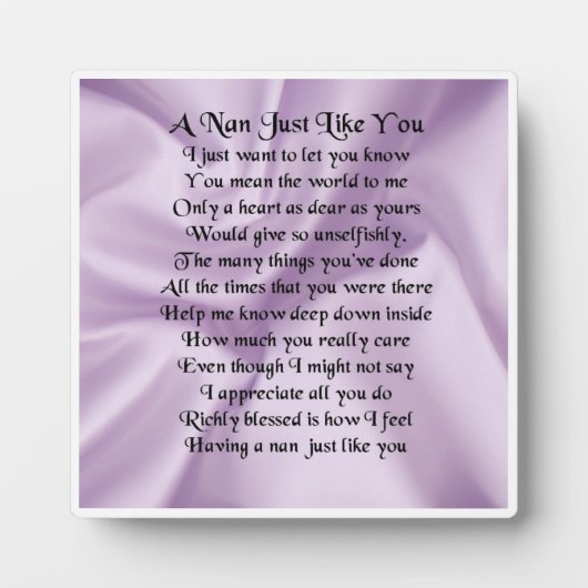 Nan Poem Plaque - Lilac Silk Design Fotoplatte (Vorderseite)